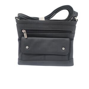 NWT‎ Cal-Wyn Crossbody Leather Purse with Phone Pocket Adjustable Strap Black